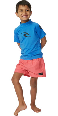 2024 Rip Curl Toddler Brand Wave UPF Short Sleeve Rash Vest TNQTRV - Blue Gum
